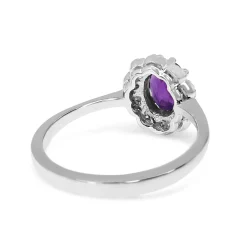 9ct White Gold Amethyst and Diamond Daisy Ring
