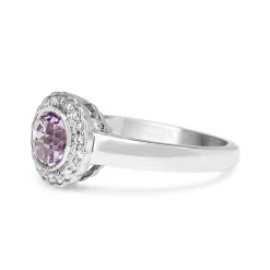 9ct White Gold Amethyst and Diamond Daisy Style Ring