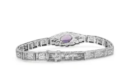 14ct White Gold Amethyst and Diamond Art Deco Bracelet