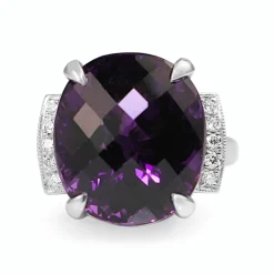 18ct White Gold Amethyst and Diamond Cocktail Ring