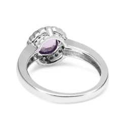 9ct White Gold Amethyst and Diamond Daisy Style Ring