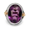 10ct White Gold Amethyst Ring With Rose Gold Detail