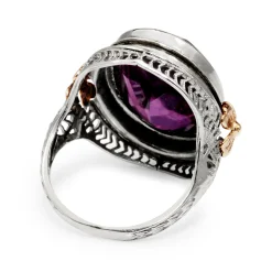 10ct White Gold Amethyst Ring With Rose Gold Detail