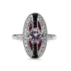 9ct White Gold Amethyst, Ruby, Onyx and Diamond Art Deco Style Ring