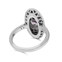 9ct White Gold Amethyst, Ruby, Onyx and Diamond Art Deco Style Ring