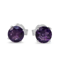 9ct White Gold Amethyst Stud Earrings