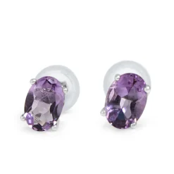 9ct White Gold Amethyst Stud Earrings