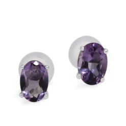9ct White Gold Amethyst Stud Earrings