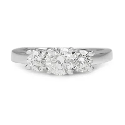 14ct White Gold and Platinum Topped 3 Stone Diamond Ring