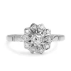 18ct White Gold and Platinum Deco Diamond Flower Ring