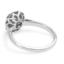 18ct White Gold and Platinum Deco Diamond Flower Ring