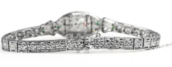 18ct White Gold and Platinum Art Deco Emerald and Diamond Bracelet