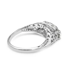 18ct White Gold Antique 3 Stone Diamond Old Cut Ring