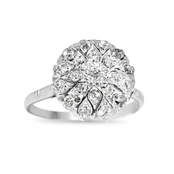 18ct White Gold Antique Diamond Cluster Ring