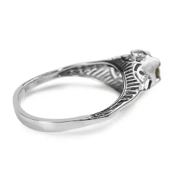 14ct White Gold Antique Old Cut Diamond and Sapphire Ring