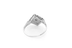 18ct White Gold Antique Old Cut Diamond Checkerboard Ring