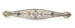 14ct White Gold Antique Sapphire and Diamond Brooch