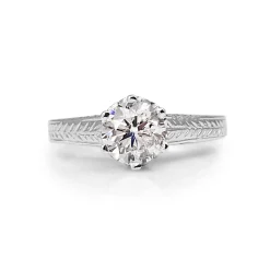 18ct White Gold Antique Style Diamond Solitaire Ring