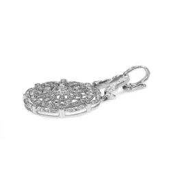 18ct White Gold Antique Style Pierced Out Diamond Enhancer Pendant