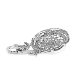 18ct White Gold Antique Style Pierced Out Diamond Enhancer Pendant