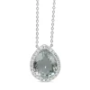18ct White Gold Aquamarine and Diamond Halo Necklace