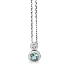 9ct White Gold Aquamarine and Diamond Necklace
