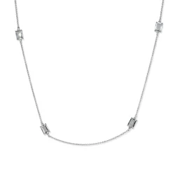 18ct White Gold Aquamarine and Diamond Necklace