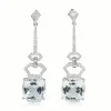 18ct White Gold Aquamarine and Diamond Drop Earrings