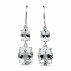 9ct White Gold Aquamarine Drop Earrings