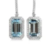 18ct White Gold Aquamarine and Diamond Drop Earrings