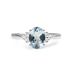 9ct White Gold Aquamarine and Diamond Ring