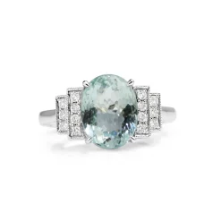 18ct White Gold Aquamarine and Diamond Ring