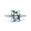 10ct White Gold Aquamarine and Diamond Ring