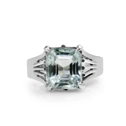 14ct White Gold Aquamarine Solitaire Ring