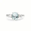 14ct White Gold Aquamarine and Diamond 3 Stone Ring
