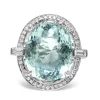 18ct White Gold Aquamarine and Diamond Halo Ring