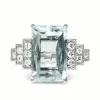 18ct White Gold Aquamarine and Diamond Step Down Style Ring