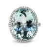 18ct White Gold Aquamarine and Diamond Halo Ring