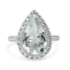 18ct White Gold Aquamarine and Diamond Pear Halo Ring