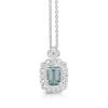 18ct White Gold Aquamarine and Diamond Floral Necklace