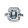 9ct White Gold Aquamarine and Diamond Halo Ring