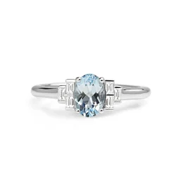 9ct White Gold Aquamarine and Diamond Ring