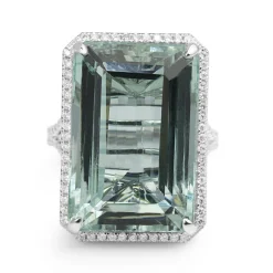 18ct White Gold Aquamarine and Diamond Ring
