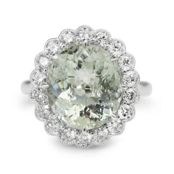 18ct White Gold Aquamarine and Diamond Daisy Ring