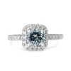 18ct White Gold Aquamarine and Diamond Cushion Shaped Halo Ring