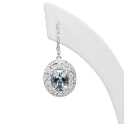 18ct White Gold Aquamarine and Diamond Vintage Style Earrings