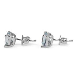 9ct White Gold Aquamarine and Diamond Claw Earrings