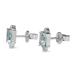 18ct White Gold Aquamarine and Diamond Stud Earrings