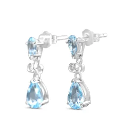 14ct White Gold Aquamarine and Diamond Drop Earrings