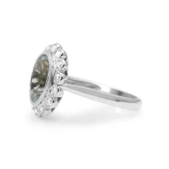 18ct White Gold Aquamarine and Diamond Daisy Ring